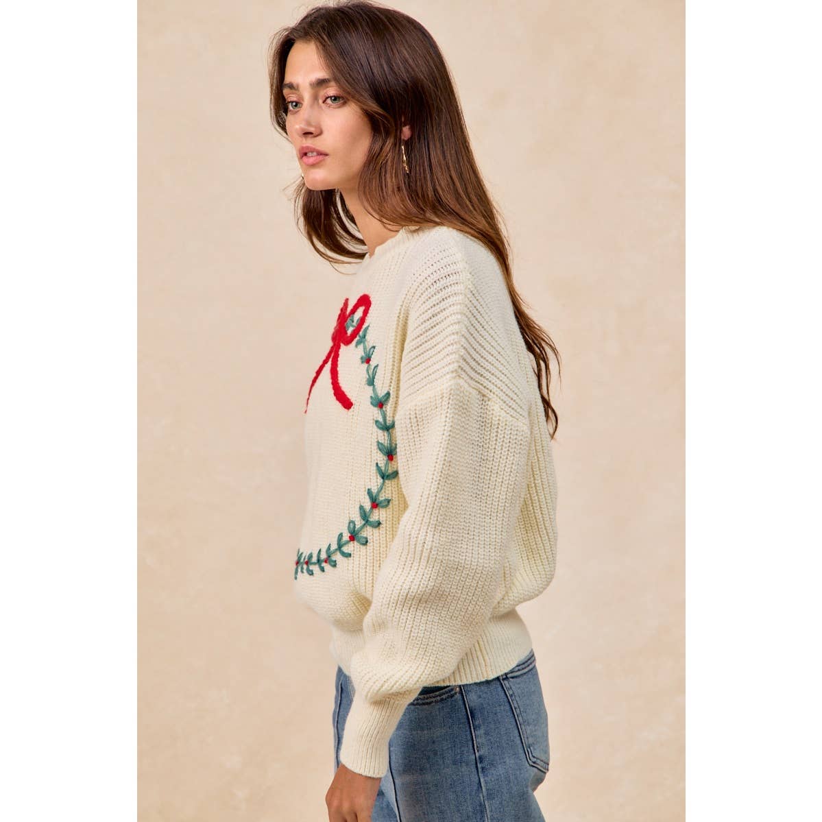 CHRISTMAS WREATH HACCI KNIT TOP