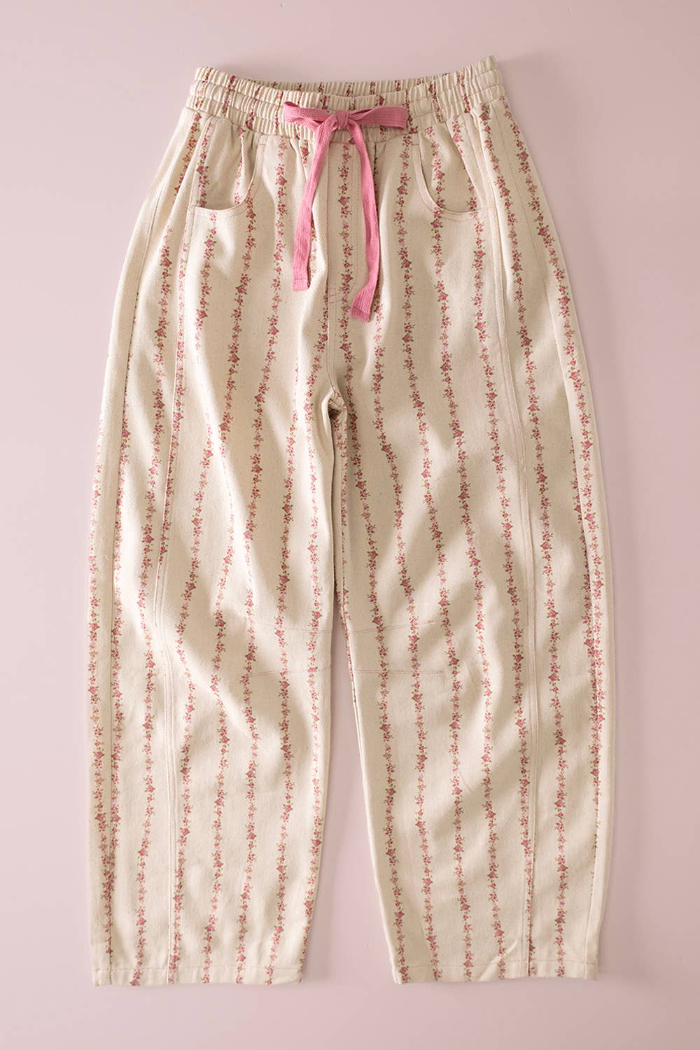 Floral Print Barrel Pants