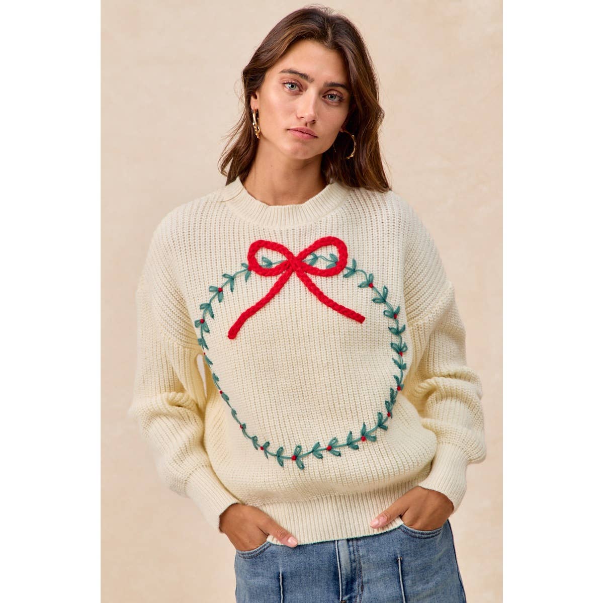CHRISTMAS WREATH HACCI KNIT TOP