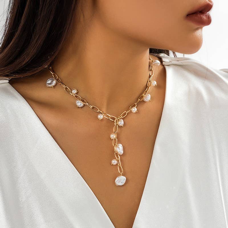 BOHO Y PEARL STATION NECKLACE | 40NK9628