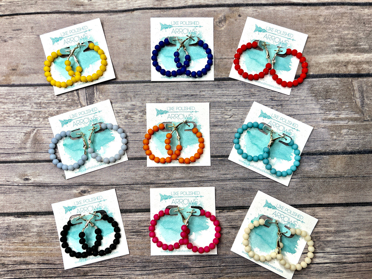 Summer colorful beaded hoop earrings