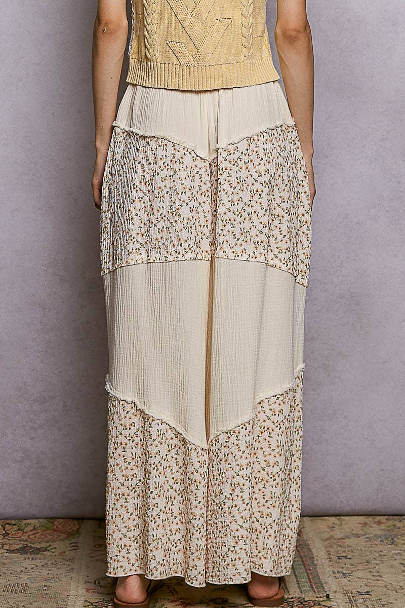 Contrast Floral Double Gauze Woven Print Bottom
