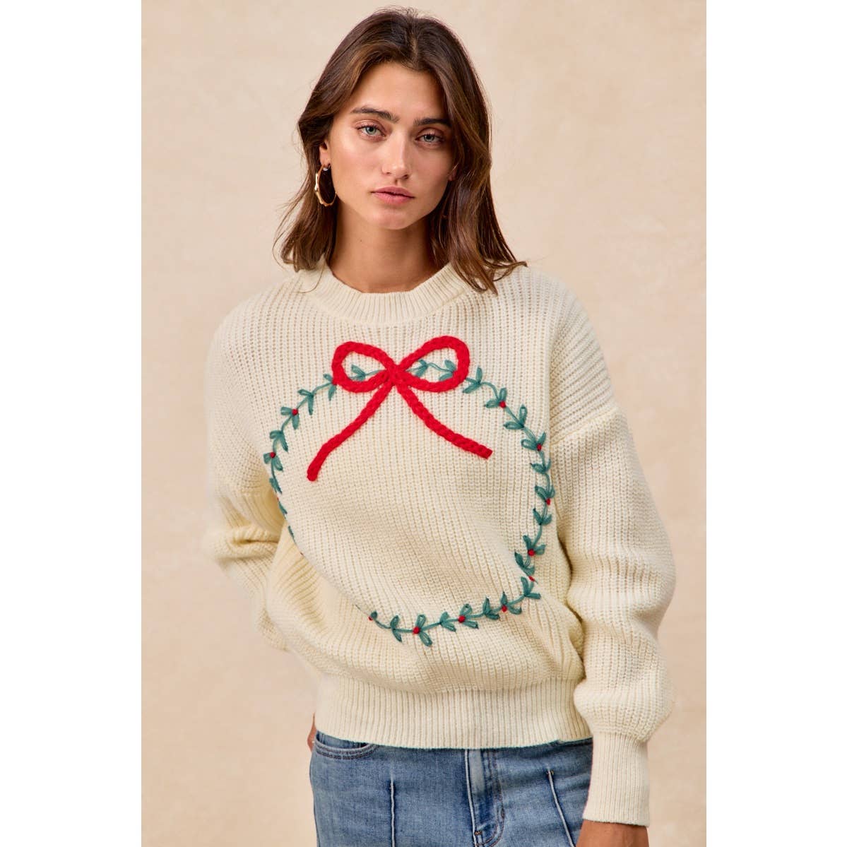 CHRISTMAS WREATH HACCI KNIT TOP