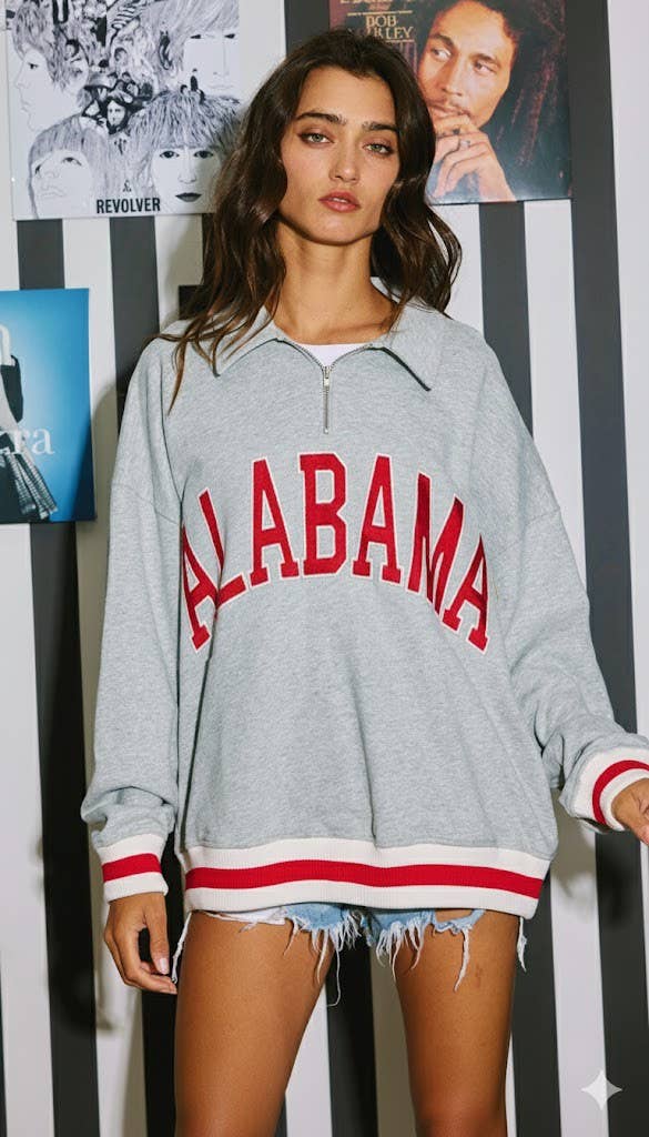 'ALABAMA' Embroidered Letter Pullover Top