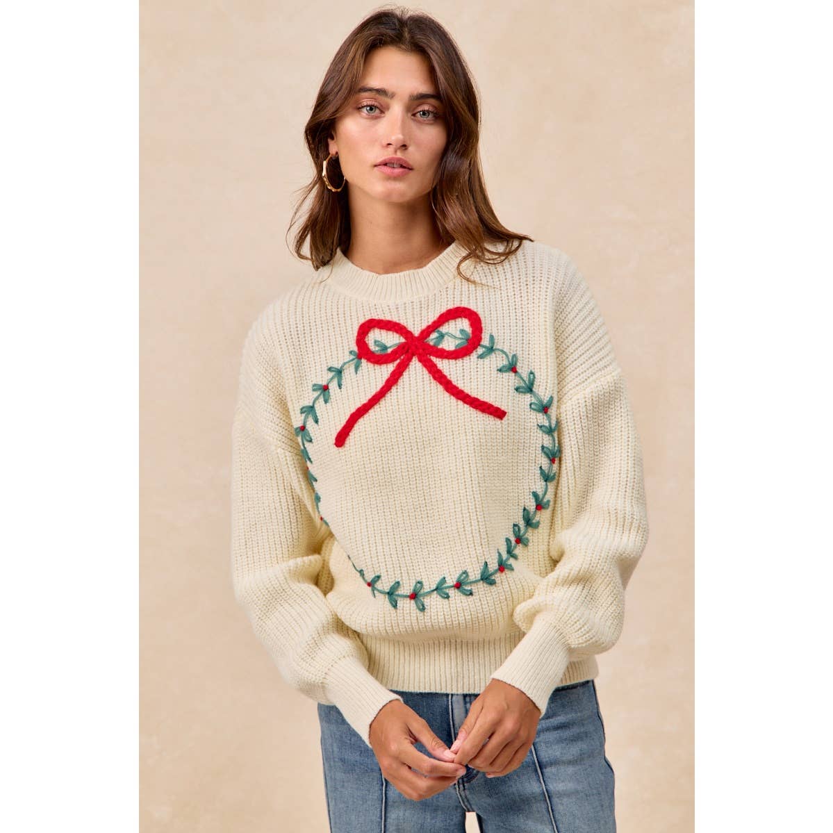 CHRISTMAS WREATH HACCI KNIT TOP
