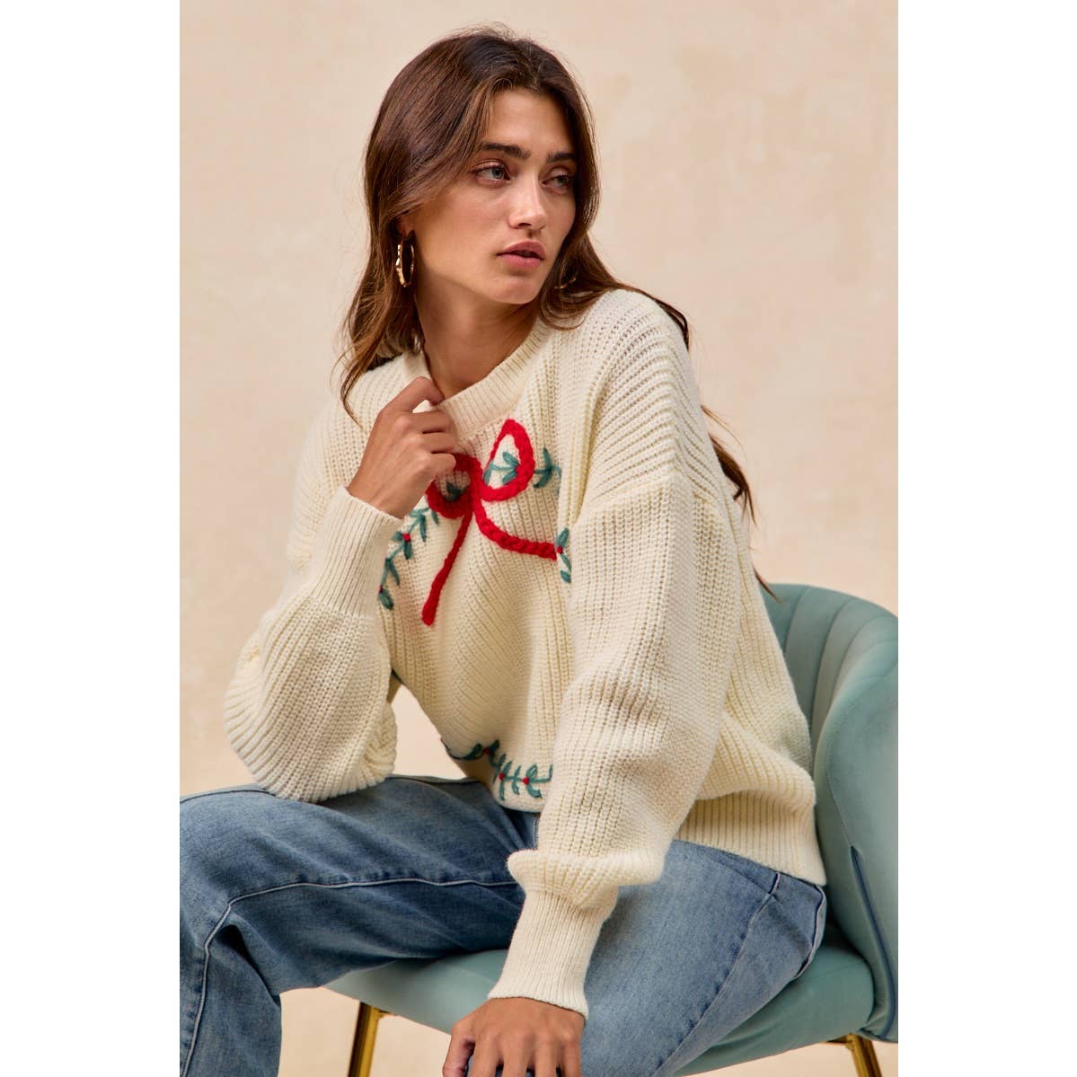CHRISTMAS WREATH HACCI KNIT TOP