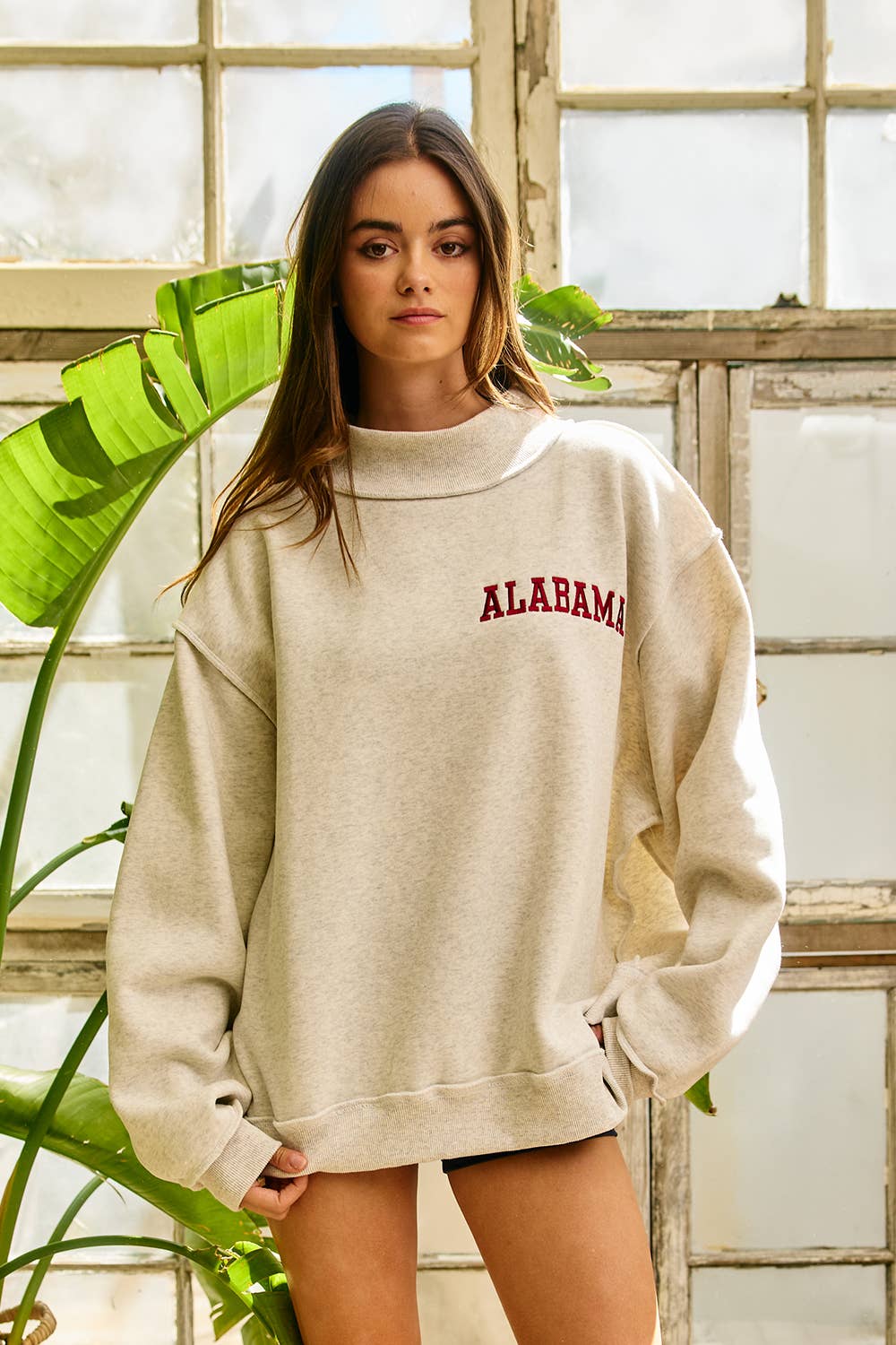 IT2594E-ALEMBO1 | Embroidered Mock Neck Sweatshirt