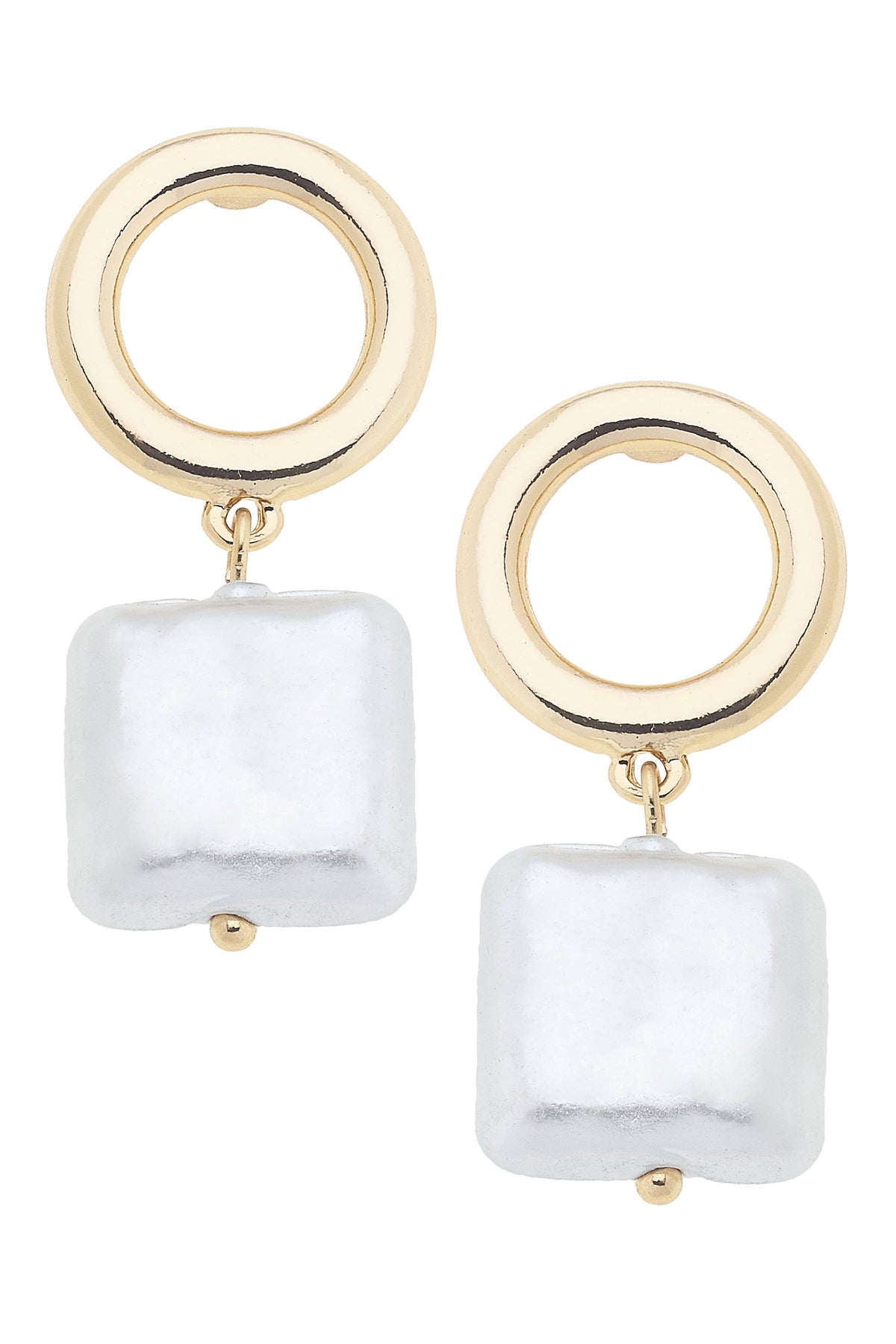 Quinn Square Pearl Earrings in Ivory