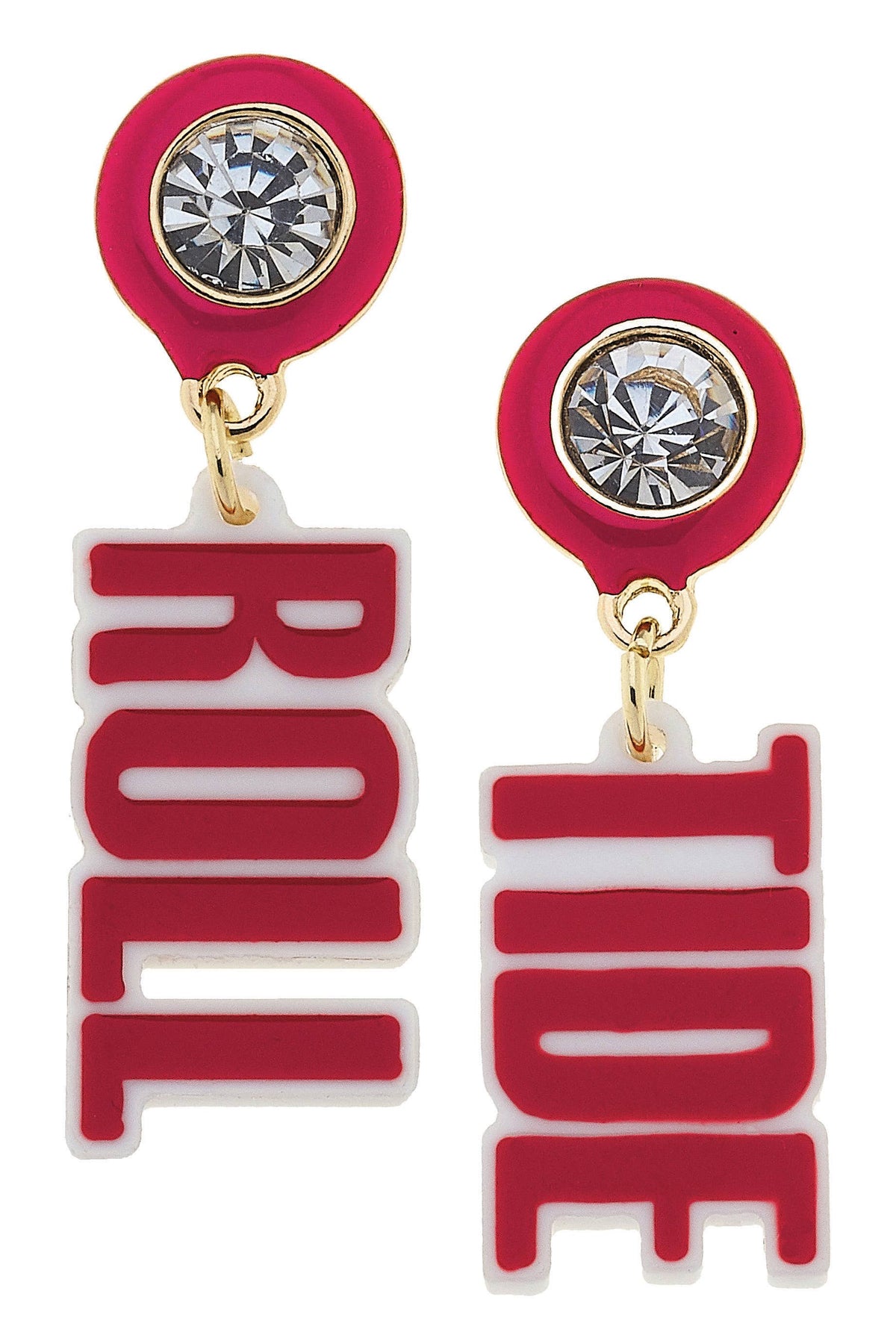 Alabama Crimson Tide Resin Block Letter Earrings in Crimson