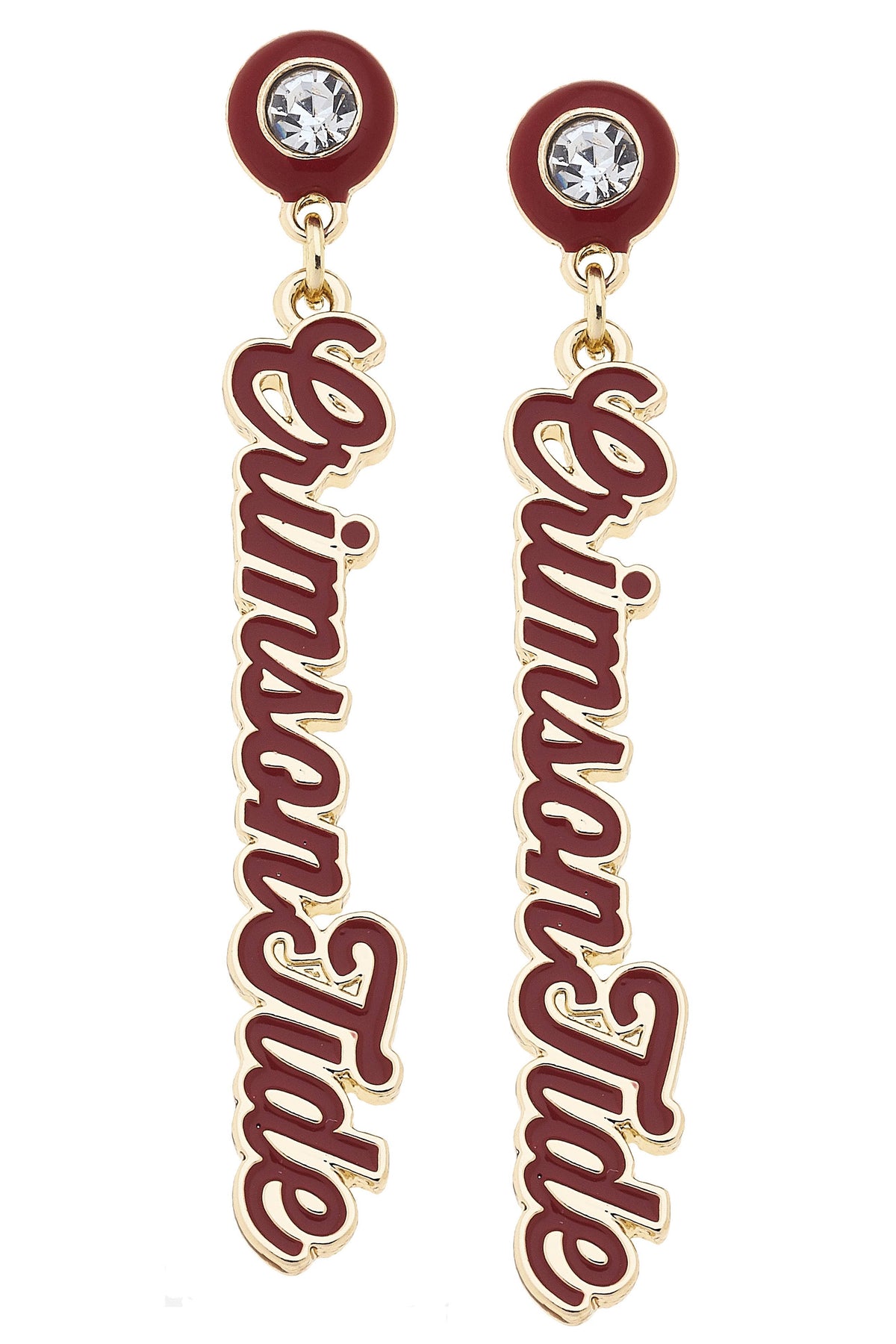 Alabama Crimson Tide Autograph Enamel Earrings in Crimson