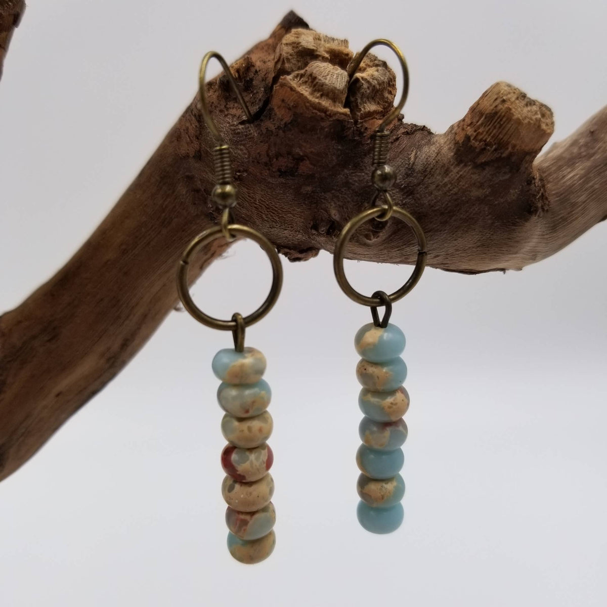 Vintage Copper Natural Figure stone Earrings