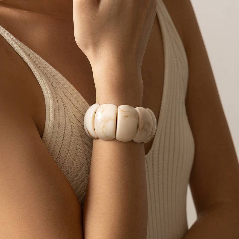 Color-Block Acrylic Stretch Cord Bracelet | 40B5195