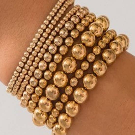 CLASSIC MULTI BALL CHAIN BEAD STRETCHABLE BRACELET