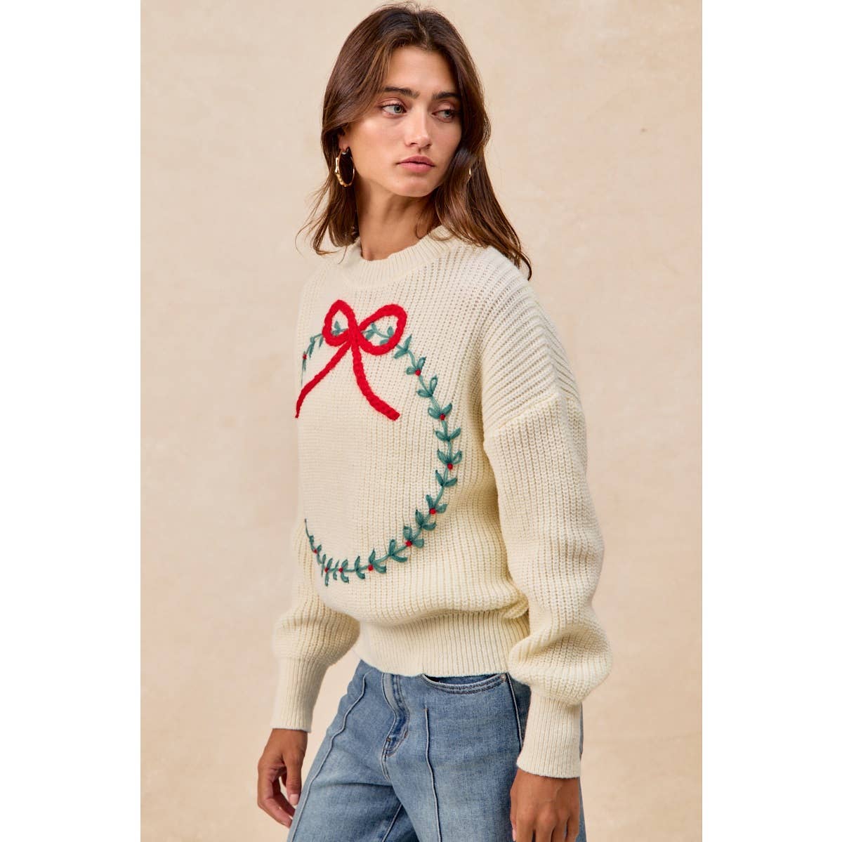 CHRISTMAS WREATH HACCI KNIT TOP