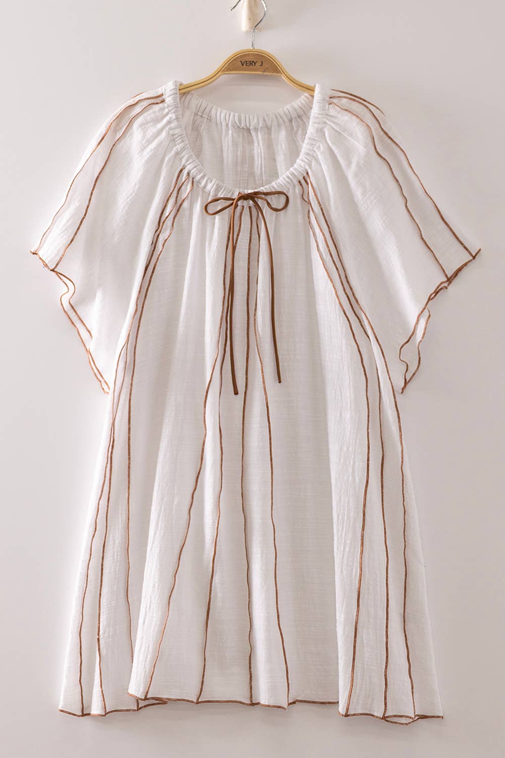 ND32129-Seam Detail Woven Mini Dress
