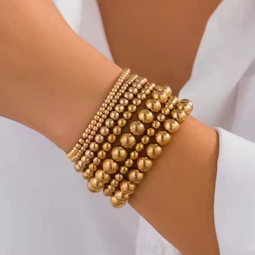 CLASSIC MULTI BALL CHAIN BEAD STRETCHABLE BRACELET
