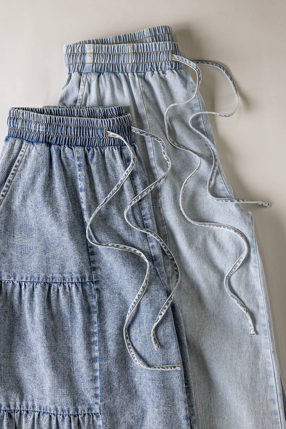 Tiered Layers Mineral Washed Chambray Pants