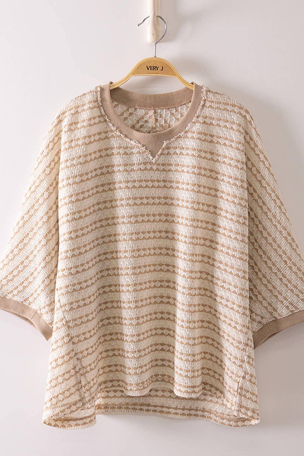 PLUS SIZE Textured Stripe Knit Top 