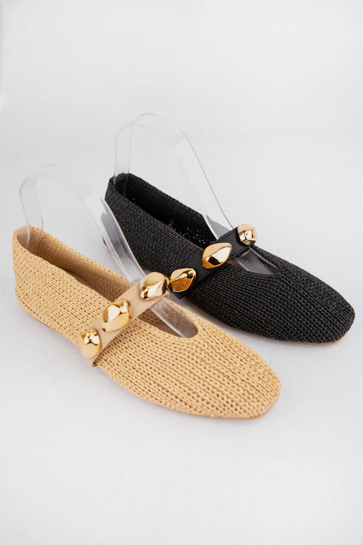 DOROTHY WOVEN TEXTURE SQUARE TOE FLAT