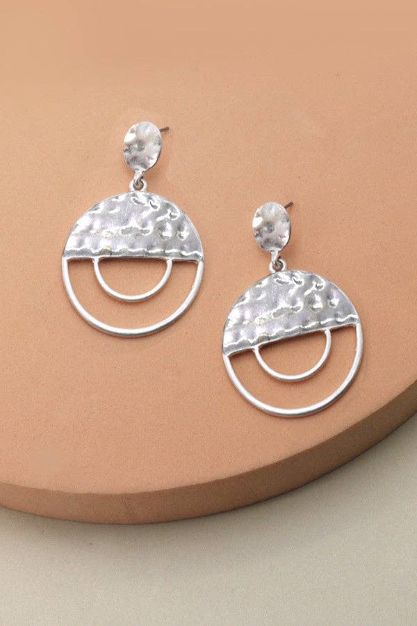 HAMMERED CIRCLE POST EARRINGS