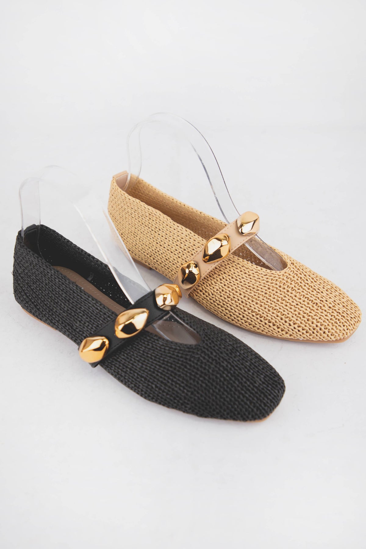 DOROTHY WOVEN TEXTURE SQUARE TOE FLAT