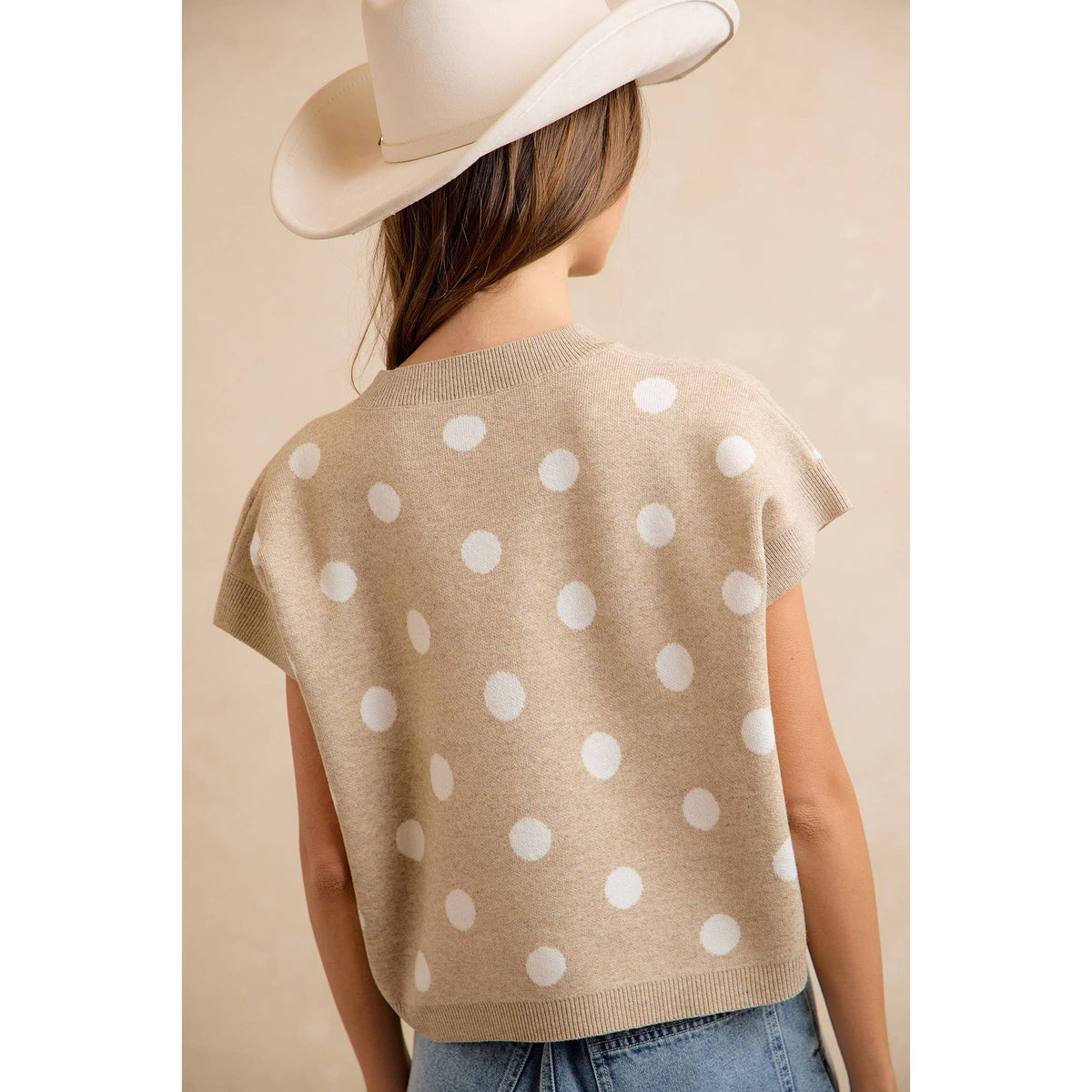 POLKA DOT KNIT SLEEVELESS TOP