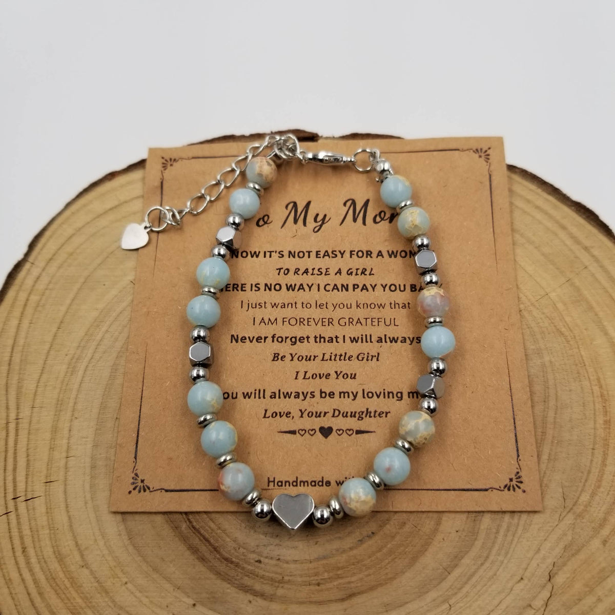 To My Mom Heart Natural Stone Mother's Day Bracelet