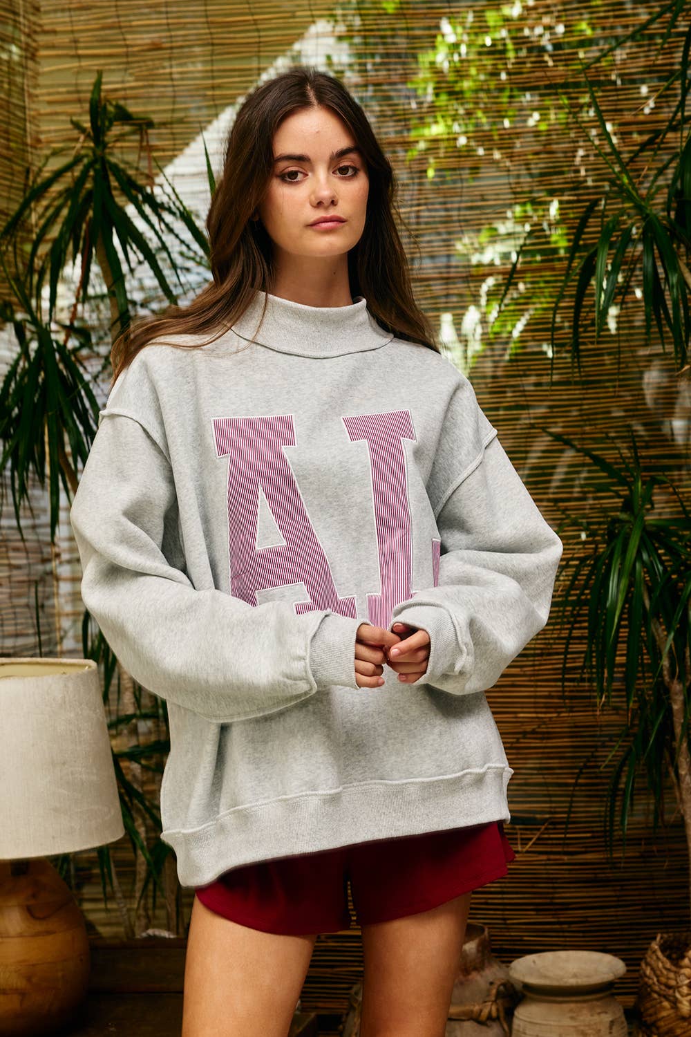 IT2594E-AL | 'AL' ALABAMA Embroidered Mock Neck Sweatshirt