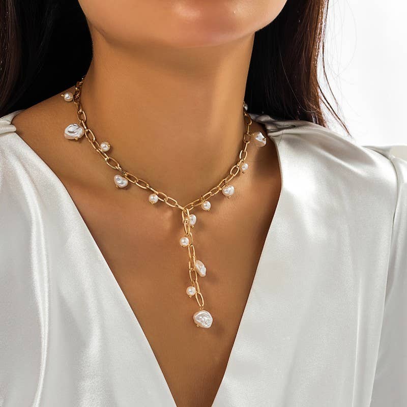 BOHO Y PEARL STATION NECKLACE | 40NK9628
