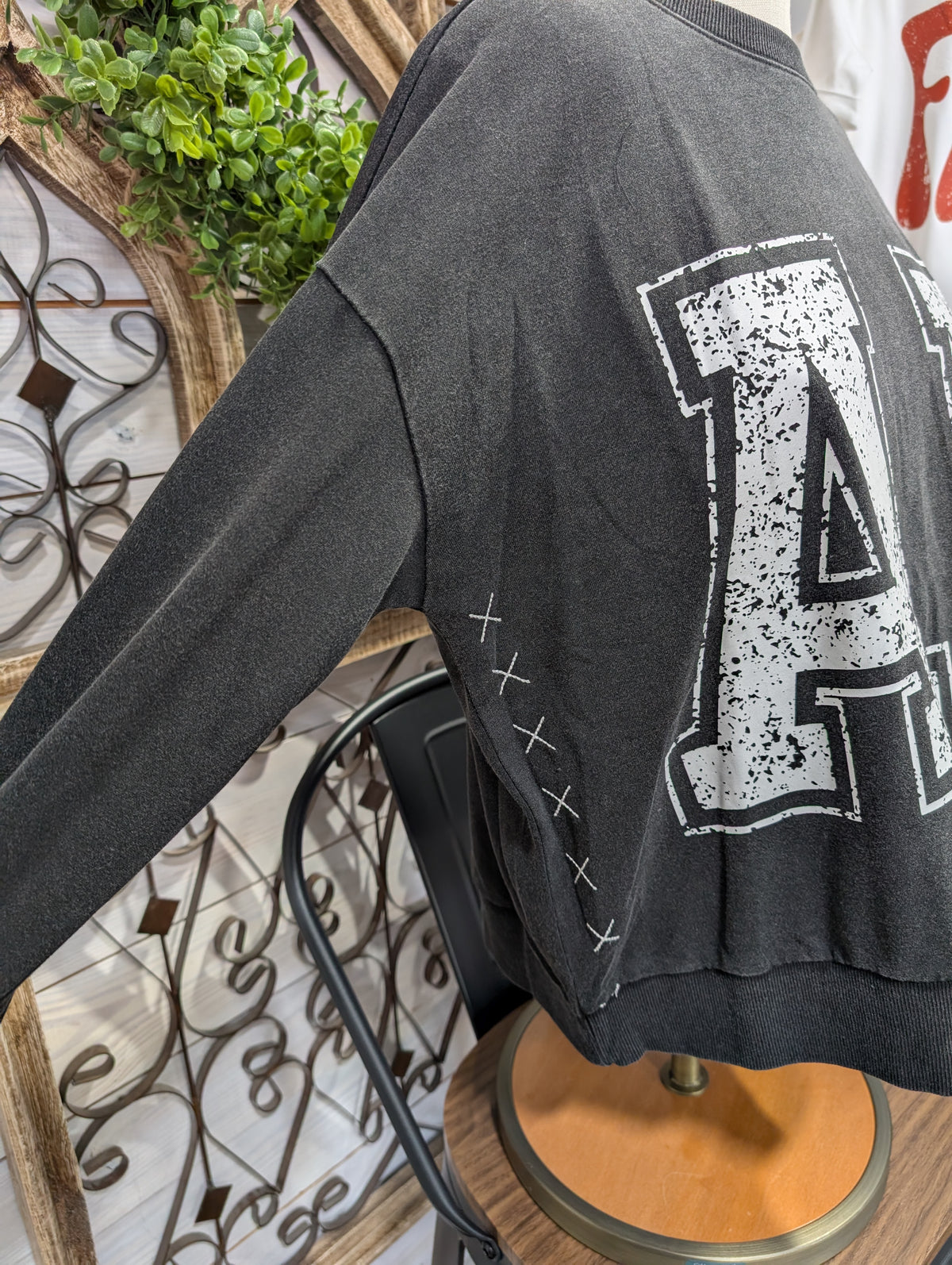 Bama Printed  acid washed terry pullover top