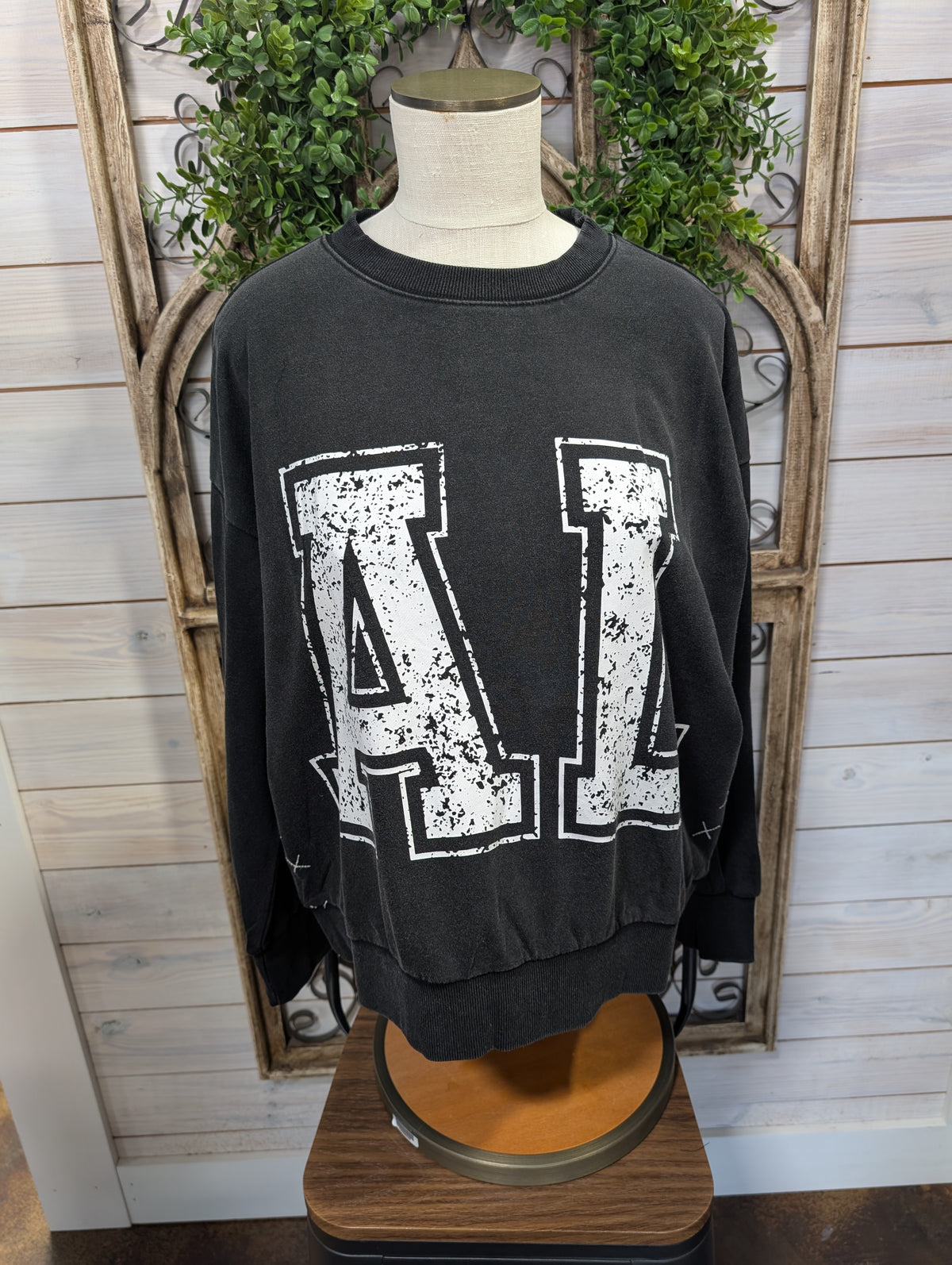 Bama Printed  acid washed terry pullover top