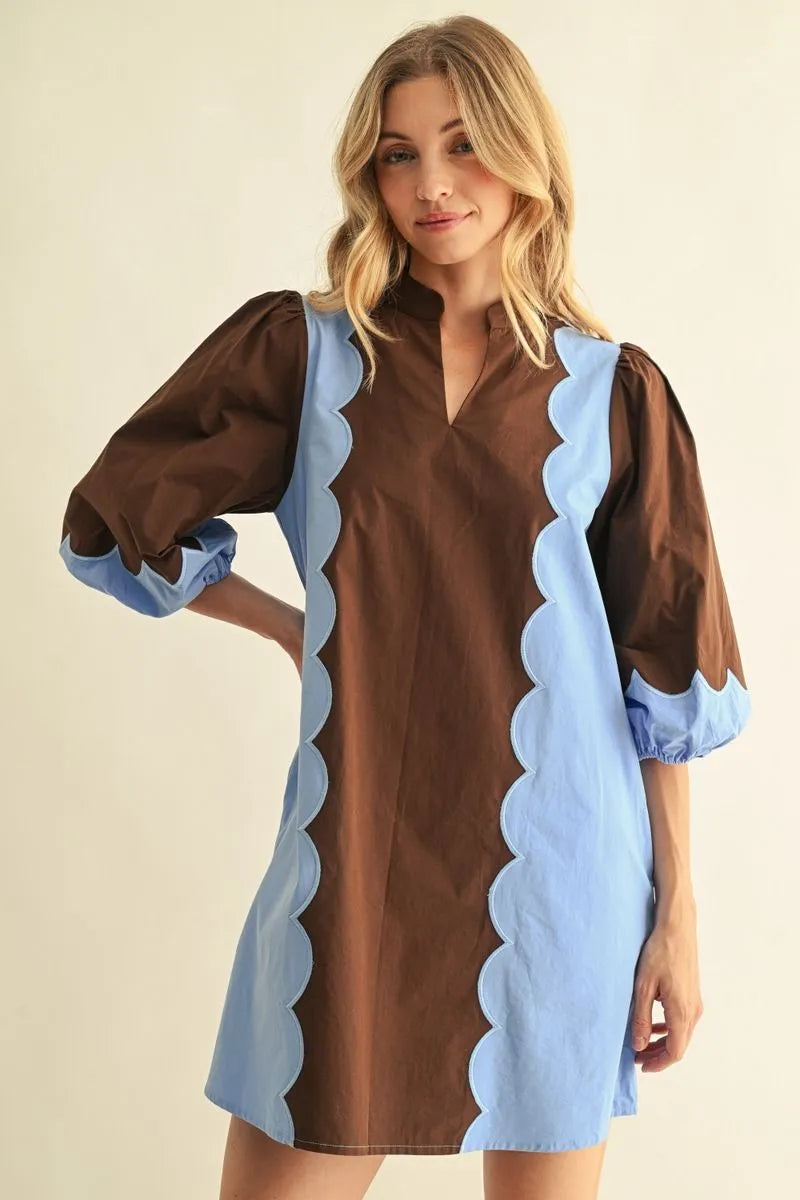 Puff Sleeve Shift Dress