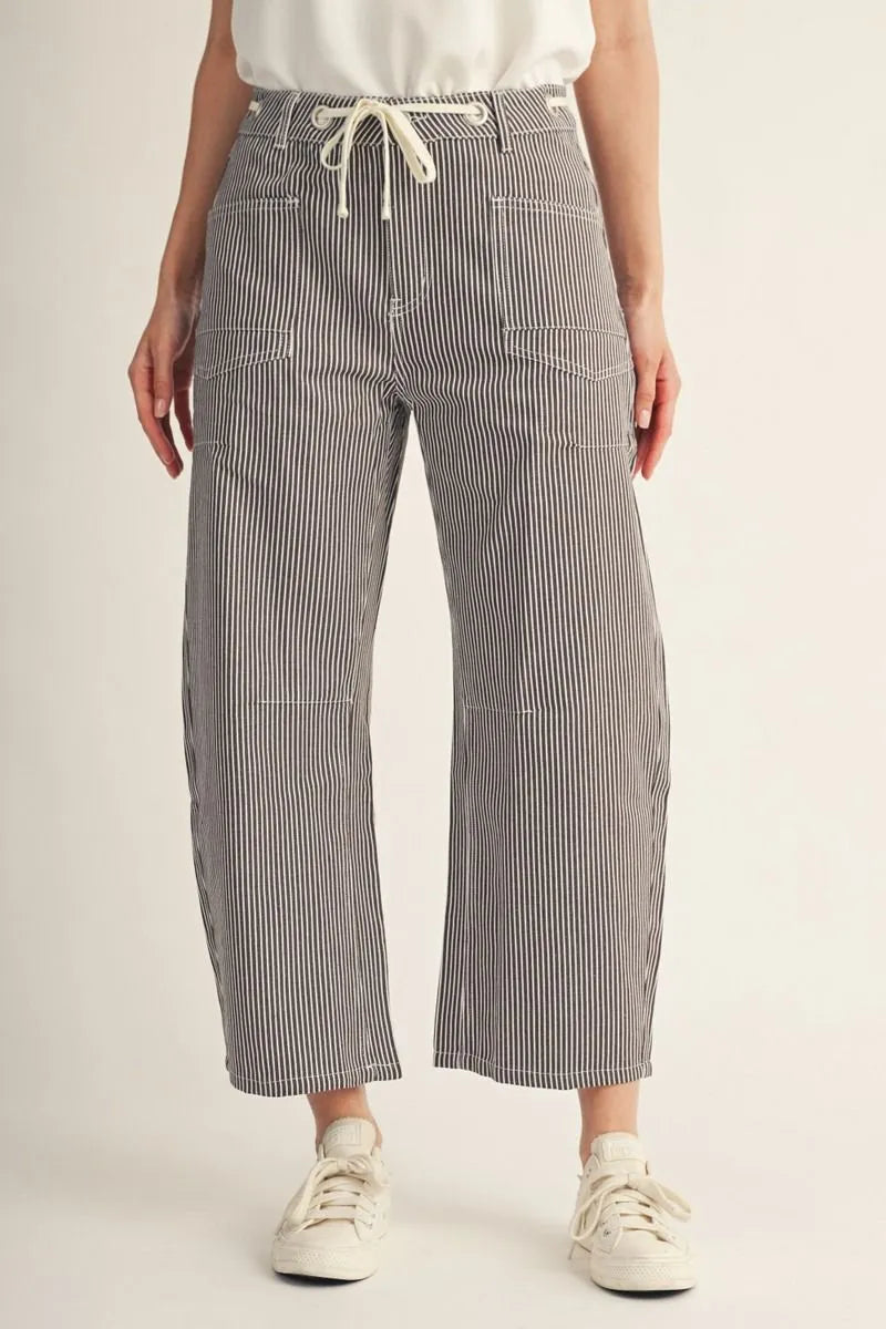 Stripe Denim Barrel Pant