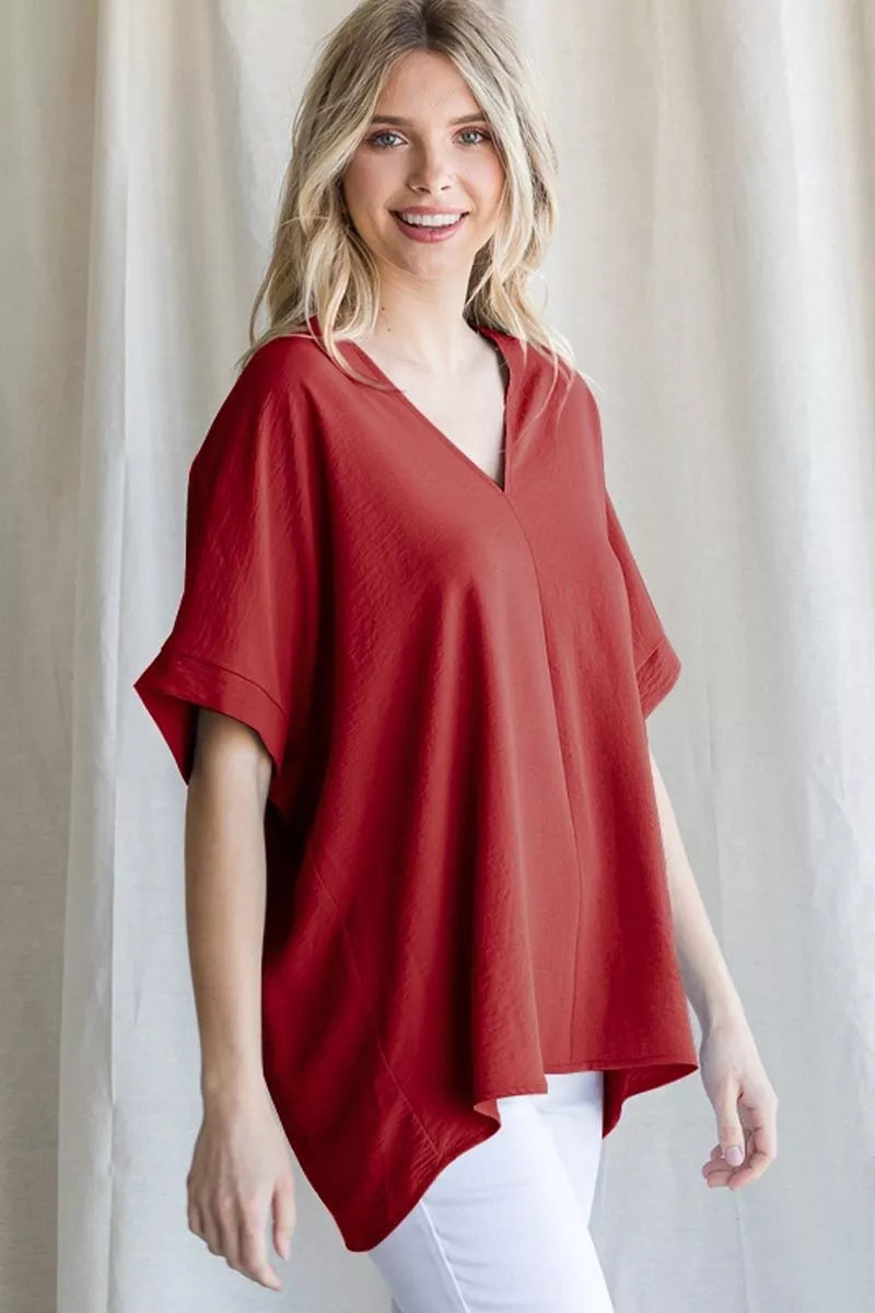 Solid V neck Top