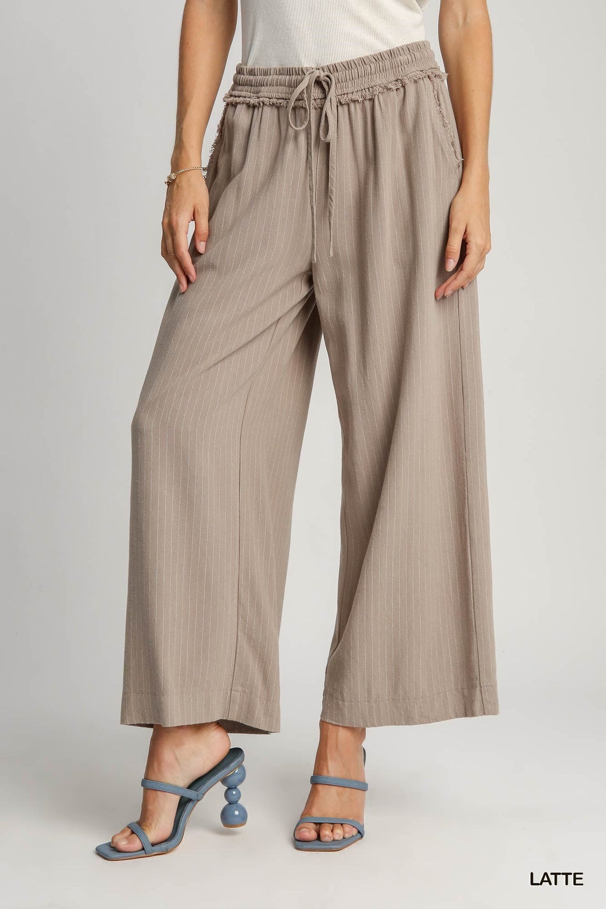 Linen Blend Striped Pants