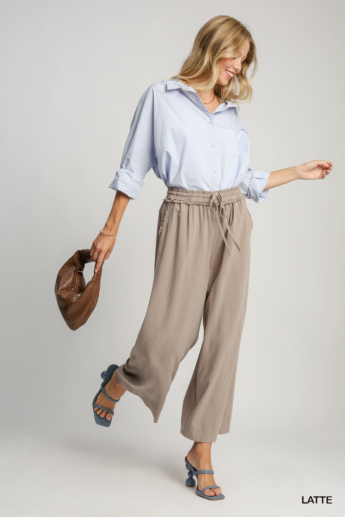 Linen Blend Striped Pants