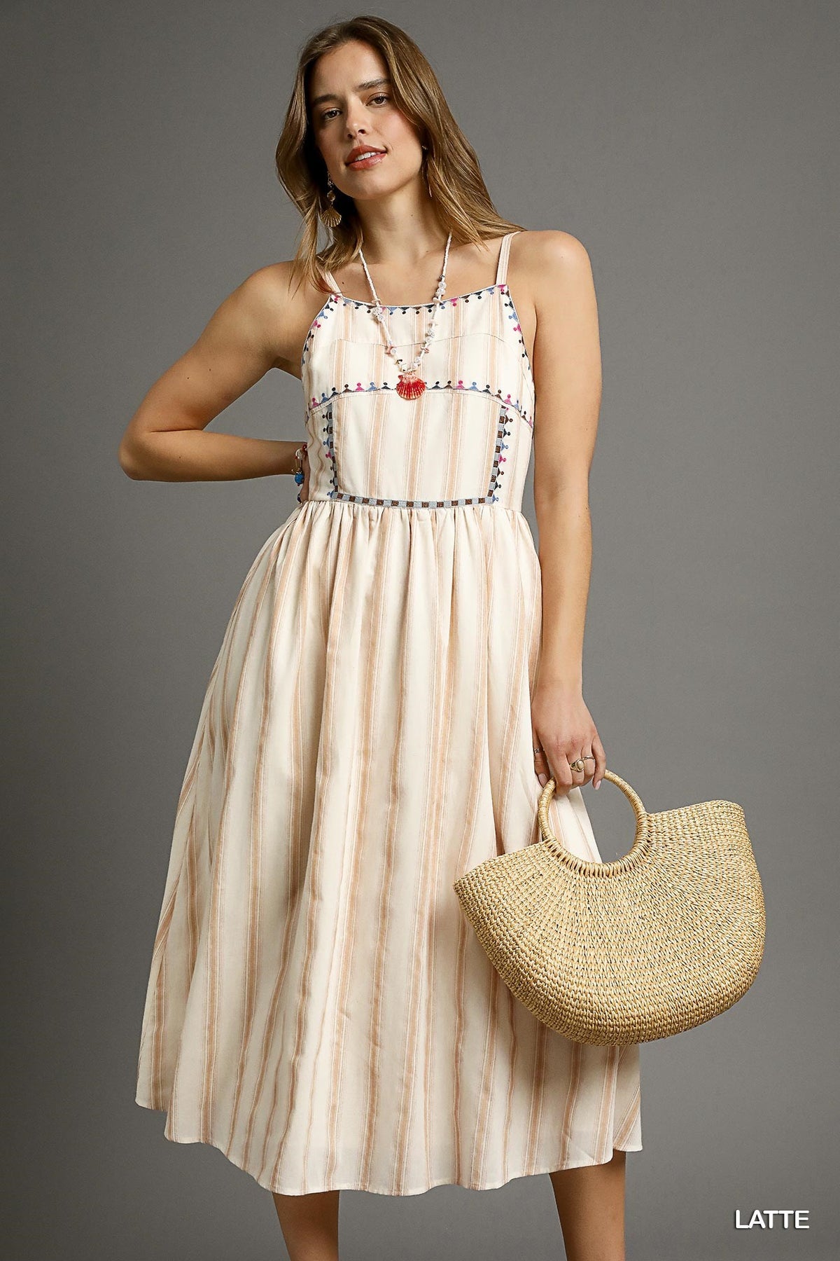 Boho Striped Midi Dress