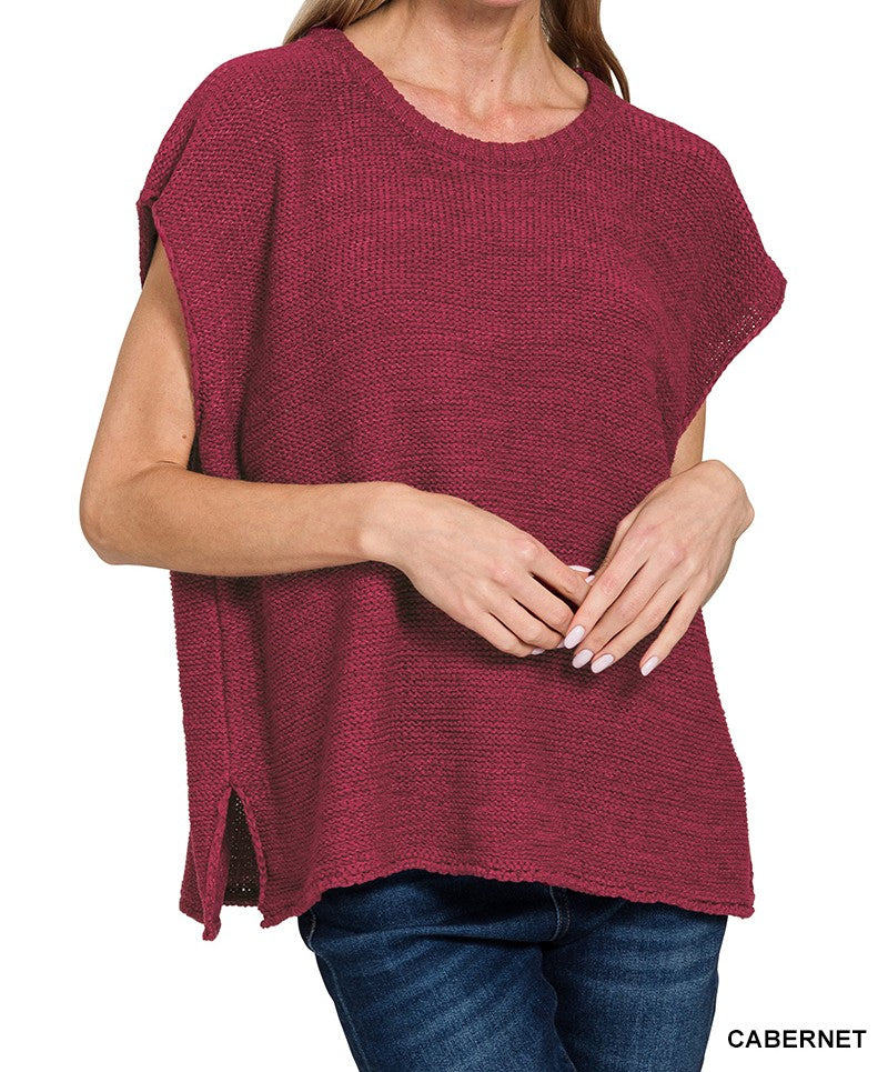 Oversized crew neck sweater vest