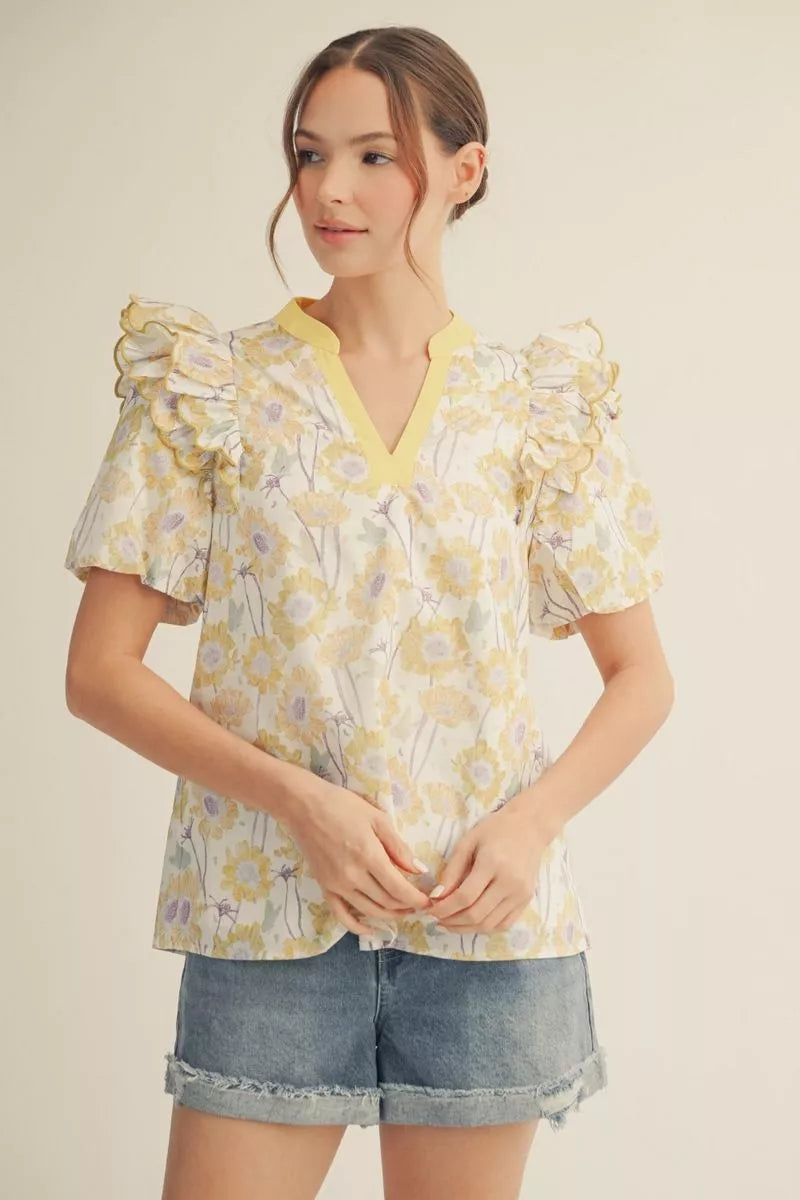 Puff Sleeve Floral Top