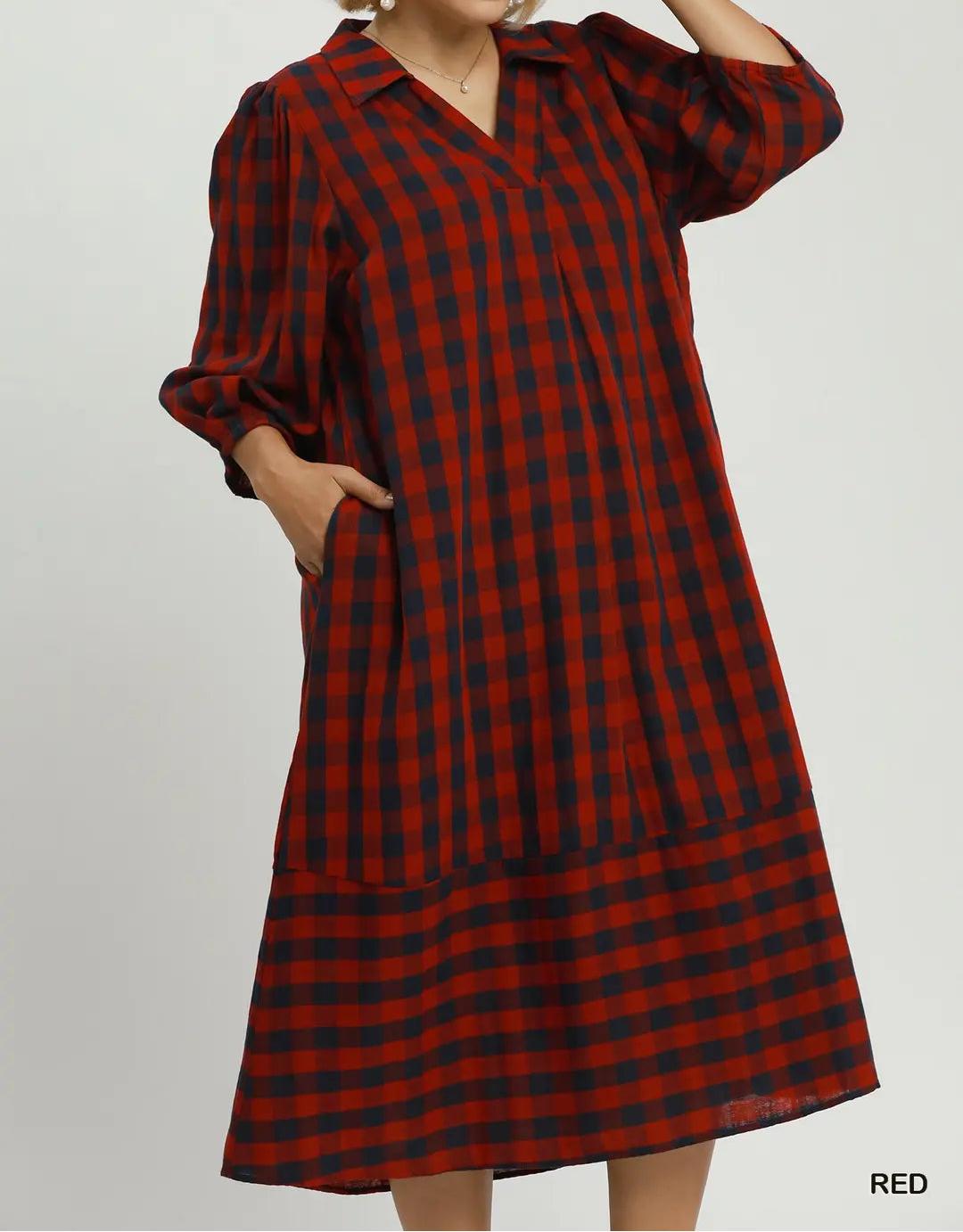 Checkered Midi Dress plus