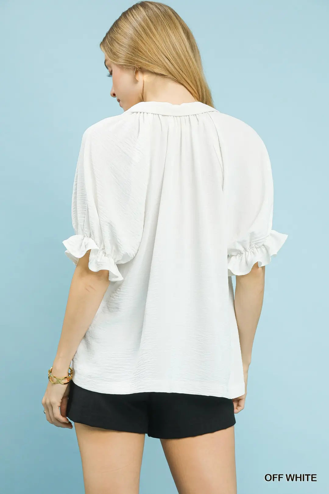 Collared V Neck Top