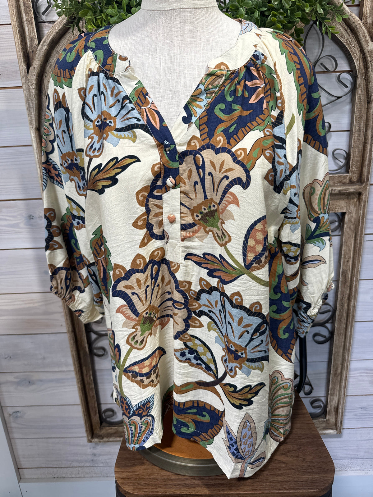 Cream Print Top