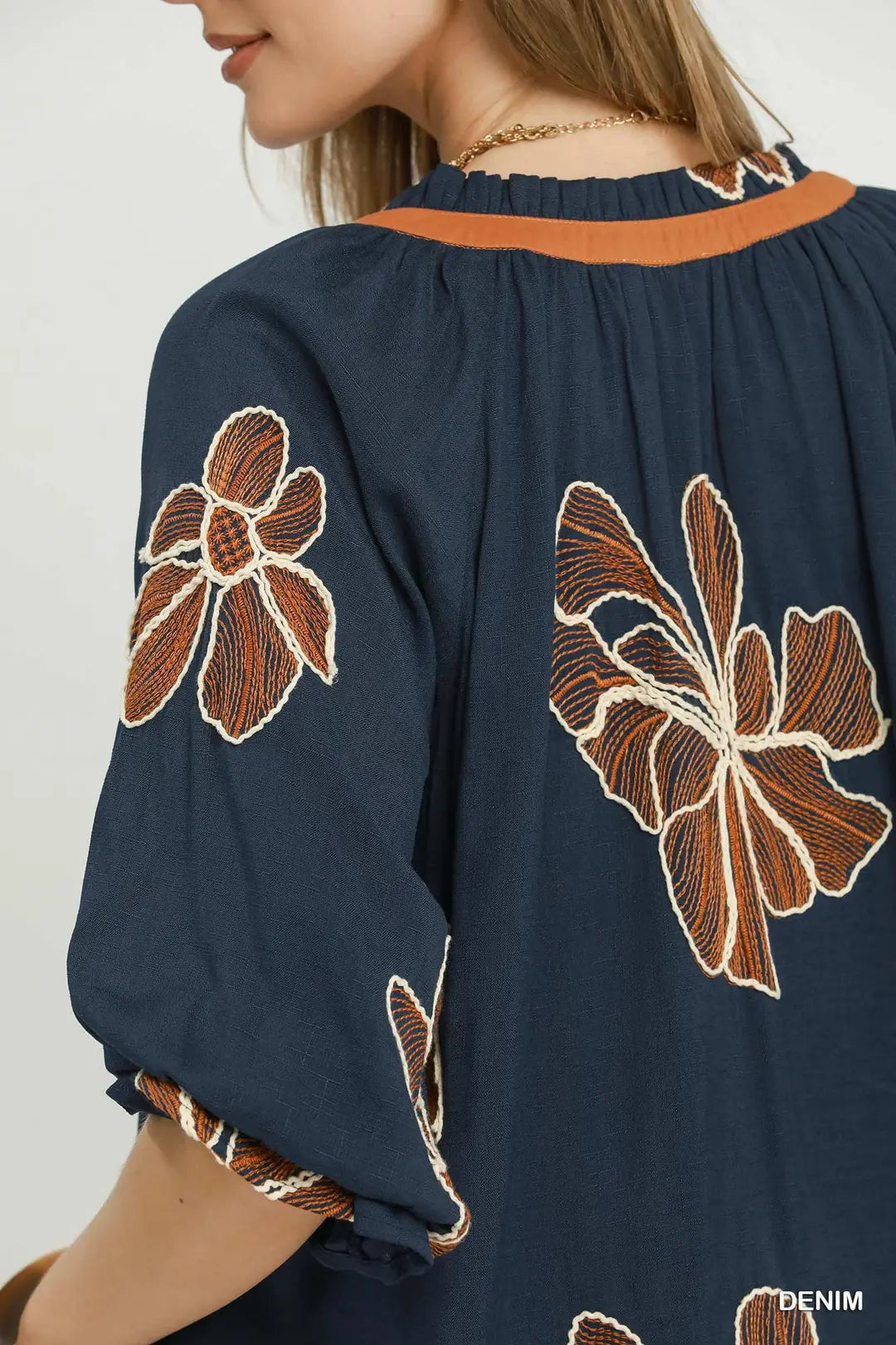Floral Embroidered V-Neck Relaxed Top