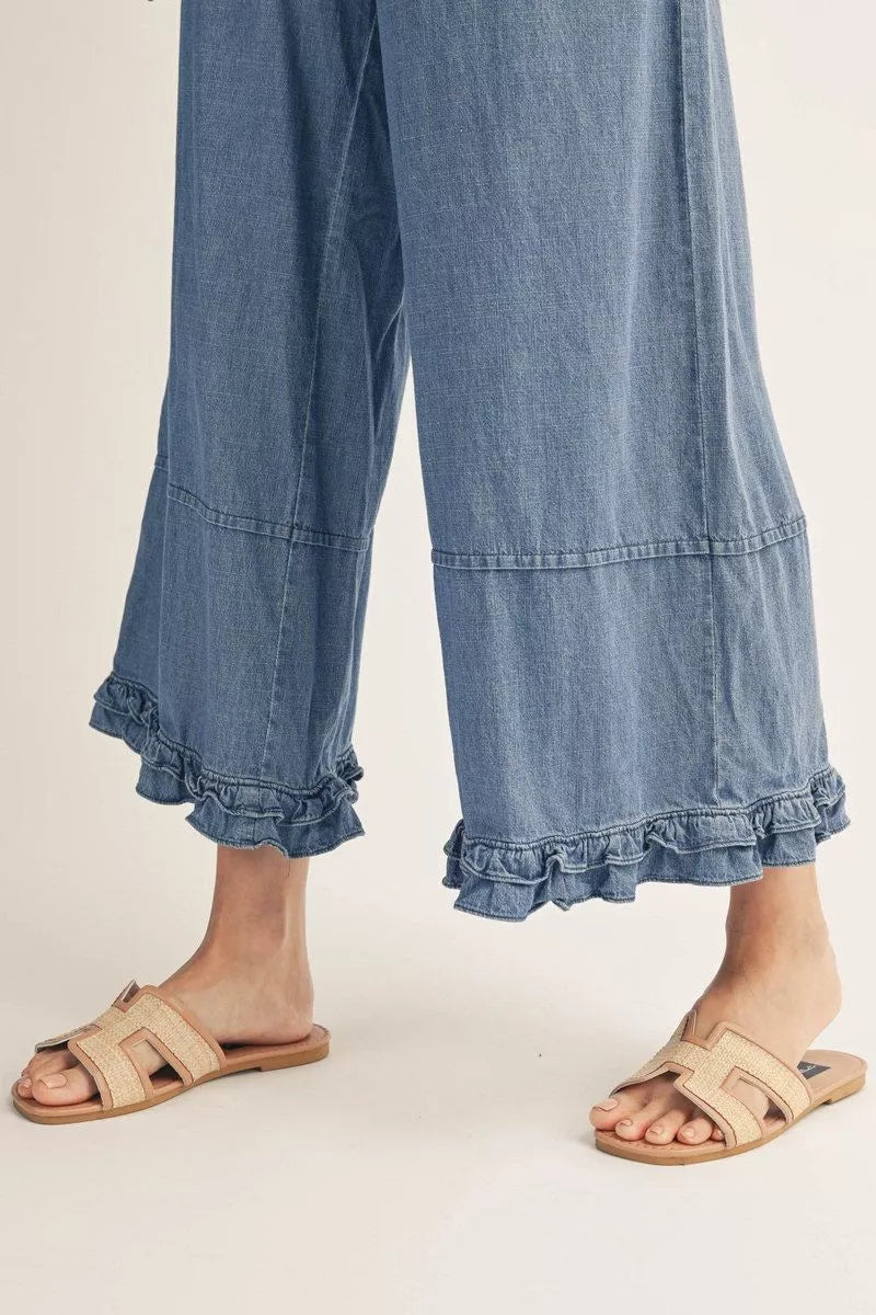 Denim Ruffle Pant