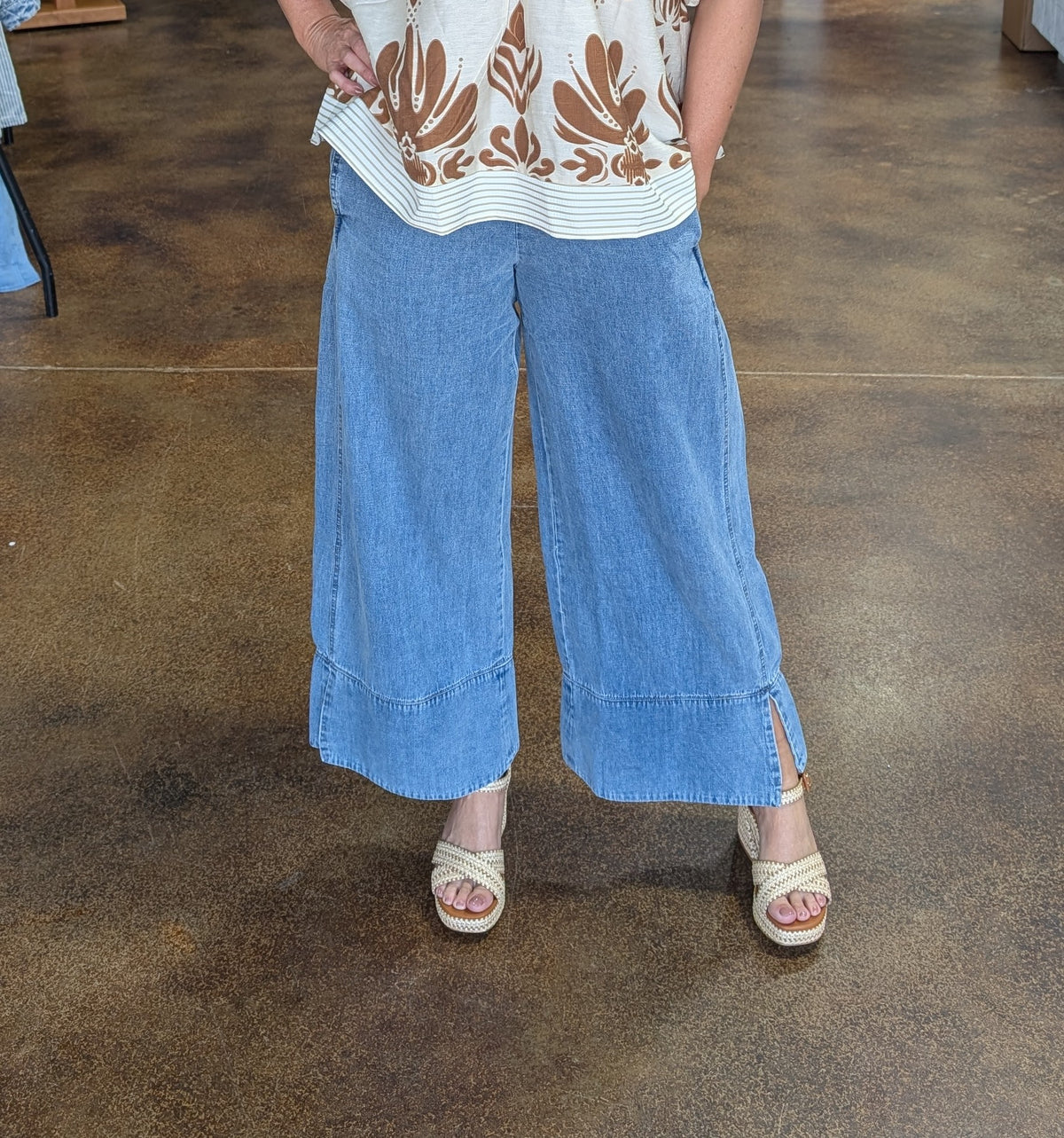 Denim Wide Leg Pants