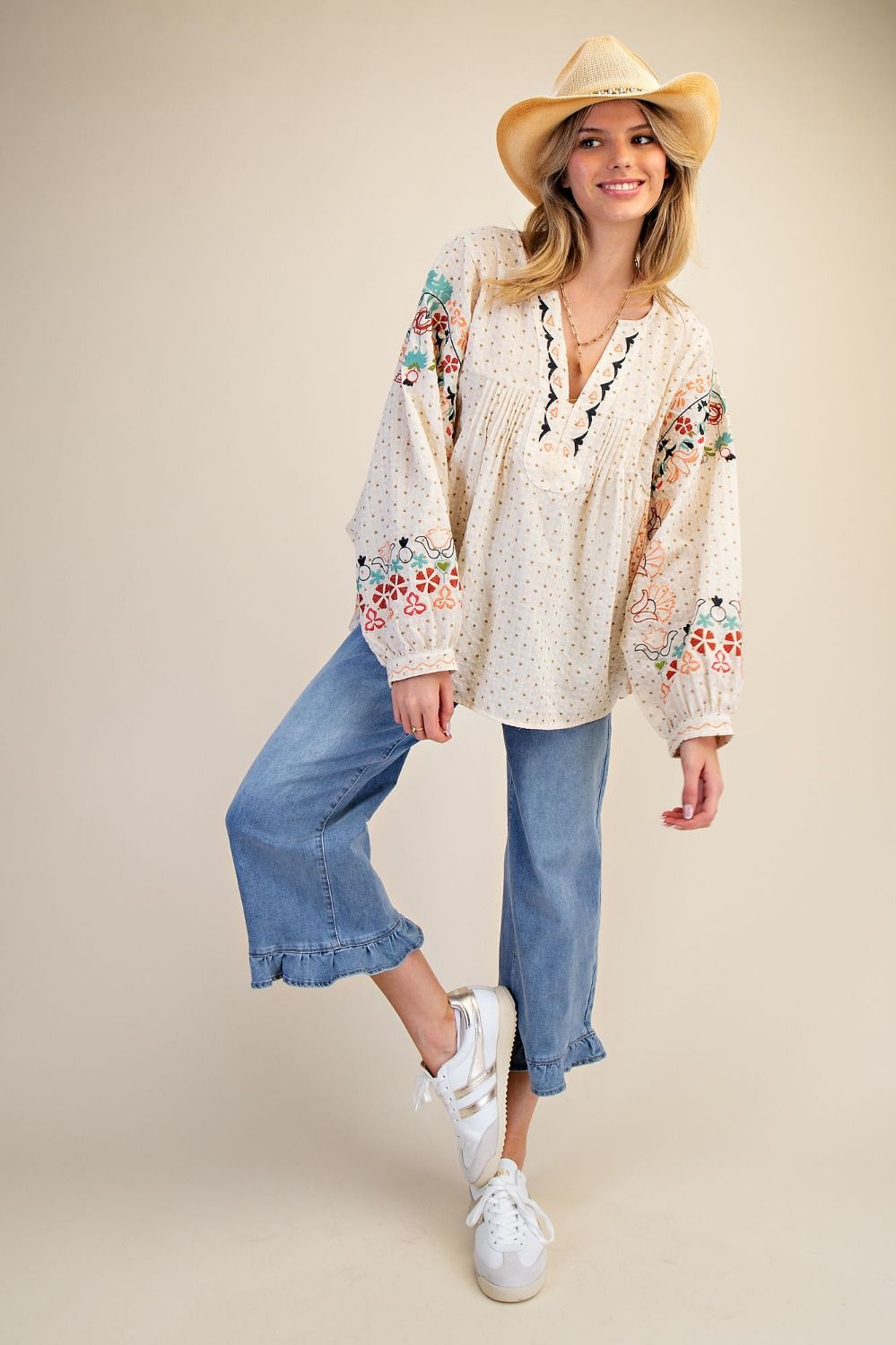 Plus Embroidered Blouse
