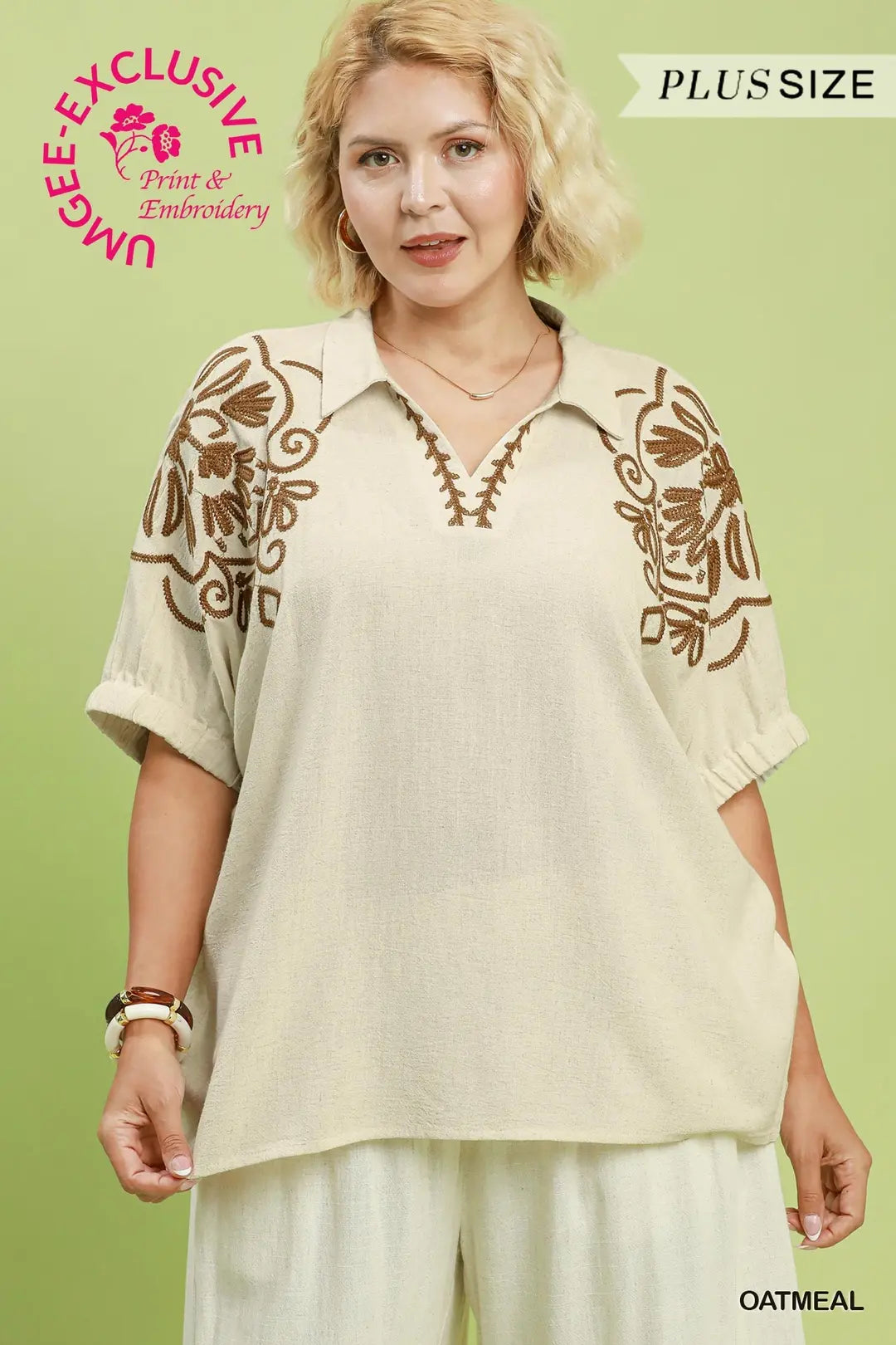 Embroidered Sleeve Top