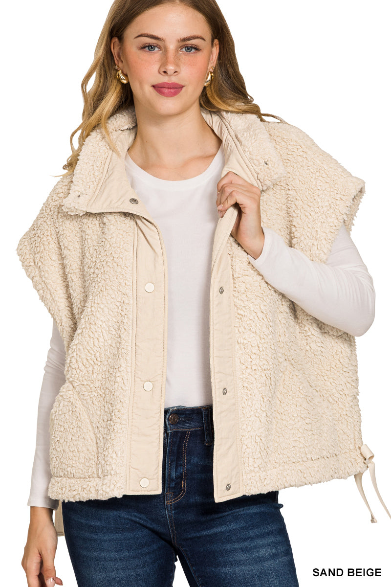 Oversized faux fur vest