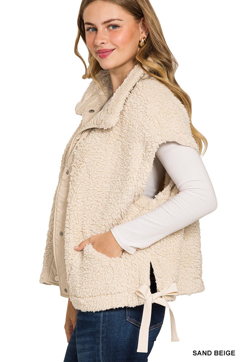 Oversized faux fur vest