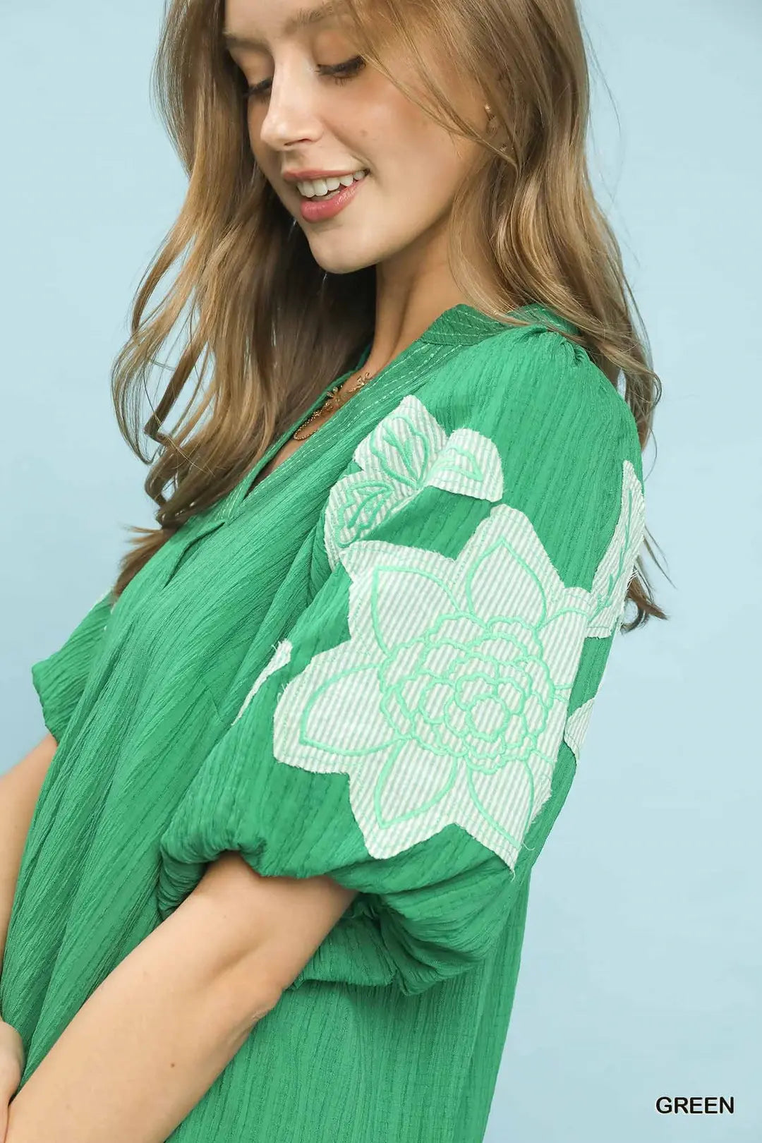 Embroidered Sleeve Blouse
